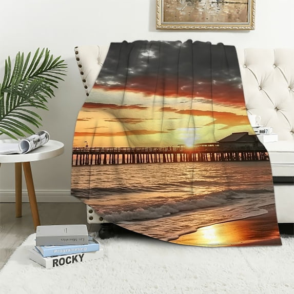 Pratyus Sunset Print Throw Blanket for Bed Sofa Living Room Decor All Seasons Lightweight Blanket 60x80in