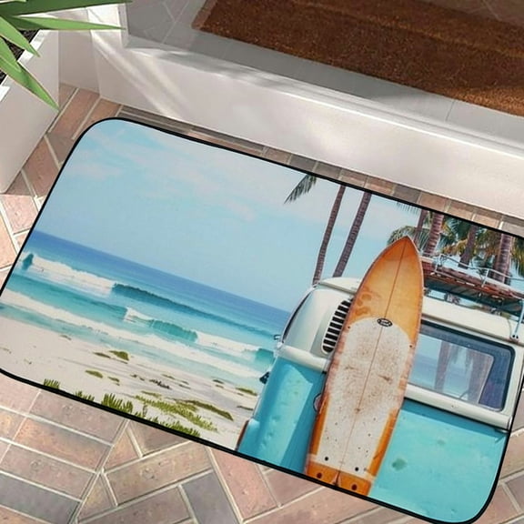 Pratyus Surfboard Beach Welcome Mat Non-Slip Durable Entrance Mat for Home Outside Entry, UV Resistant Stain Dry Fast Flooring Decor 19.68*39.37 in