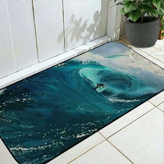 Pratyus Surfing Theme Non-Slip Square Floor Mat Indoor Outdoor Felt Mat for Home Entrance Outside Entry 19.68*47.24 in