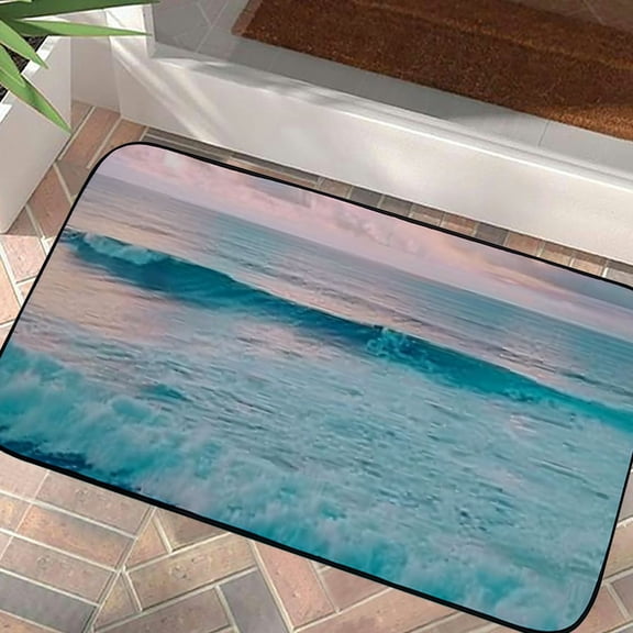 Pratyus Surfing Welcome Mat Entrance Doormat Burlap Felt Anti-Slip Recycled Rubber for Home Outside Entry 19.68*39.37 in