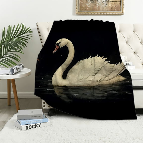 Pratyus Swan Throw Blanket for Couch Sofa Bed All Seasons Flannel Material Gift for Loved Ones 60x80in