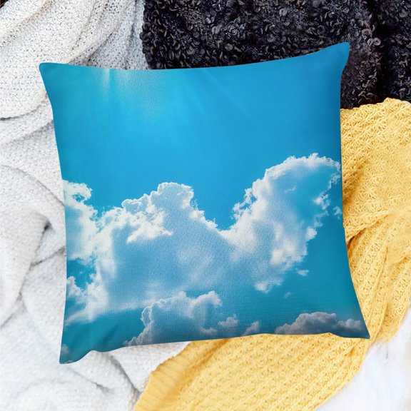 Pratyus Throw Pillow Cover Hologram Clouds Sun Decor Set for Home Sofa Couch, 100% Linen, Pack of 1 18x18in