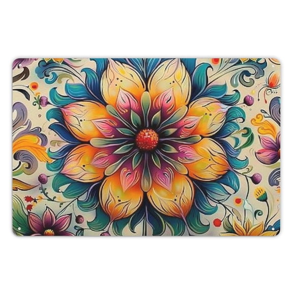 Pratyus Tin Wall Art Decor Flowers Theme Vintage Hanging Artwork for Home Cafe Office Bar Restaurant Dorm Farm Garden Garage Club 12x8Inches