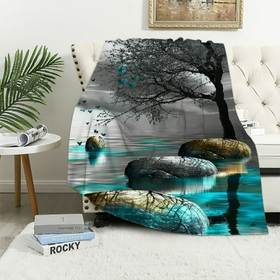 Pratyus Tranquil Digital Rendering Throw Blankets Soft Fuzzy Plush All Seasons Home Decor Blanket 60x80in