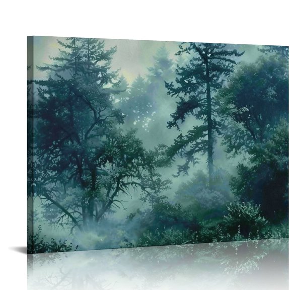 Pratyus Trees Fog Canvas Wall Art Prints for Home Decor Ready To Hang Room Art PRATYUS 16x12in