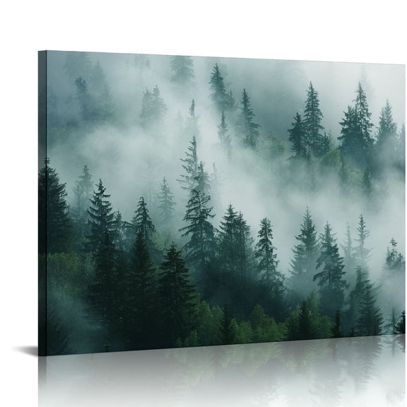 Pratyus Trees Fog Mist Modern Canvas Art Prints for Wall Decor in Home Bedroom and Kitchen
