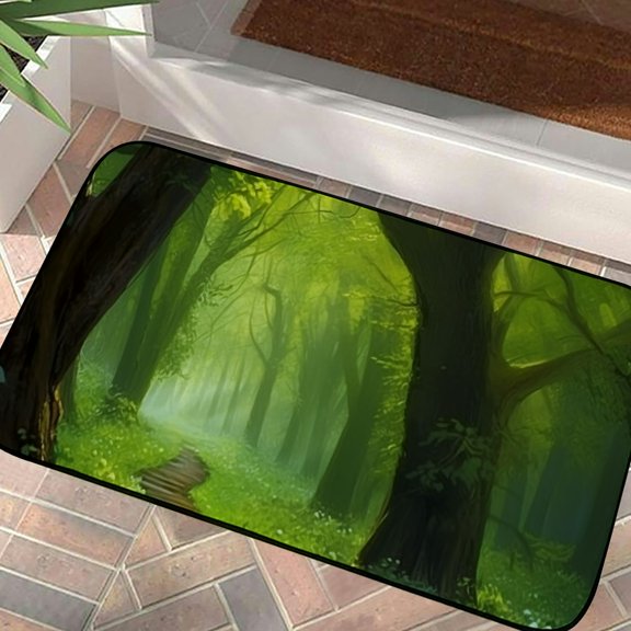 Pratyus Trees Grass Light Welcome Mat Square Floor Mat Indoor Outdoor Felt for Home Entrance Outside Entry 19.68*39.37 in