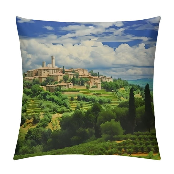 Pratyus Trees Hill Village Modern Farmhouse Rustic Decorative Couch Pillow Cases with Zipper Home Decor Square Aesthetic 1PC 12x12in