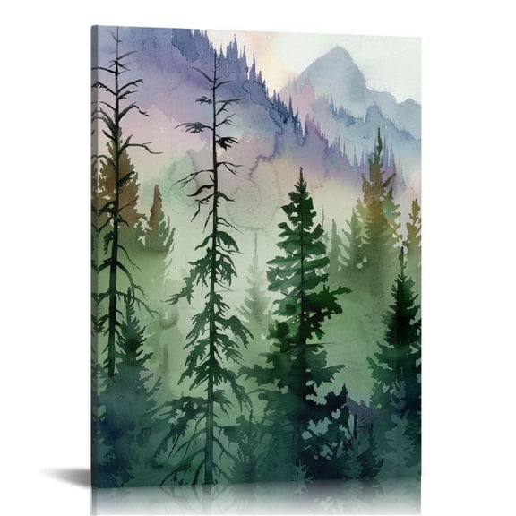 Pratyus Trees Mountains Sky Canvas Wall Art Home Decoration - Ready to Hang - Office, Bathroom, Bedroom, Living Room Decor - Perfect Gift Idea 12x16in