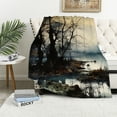 thumbnail image 1 of Pratyus Trees Water Mountain Flannel Throw Blanket for Couch Sofa Bed Office Decor All Seasons Soft Plush Blanket 40x50in, 1 of 6