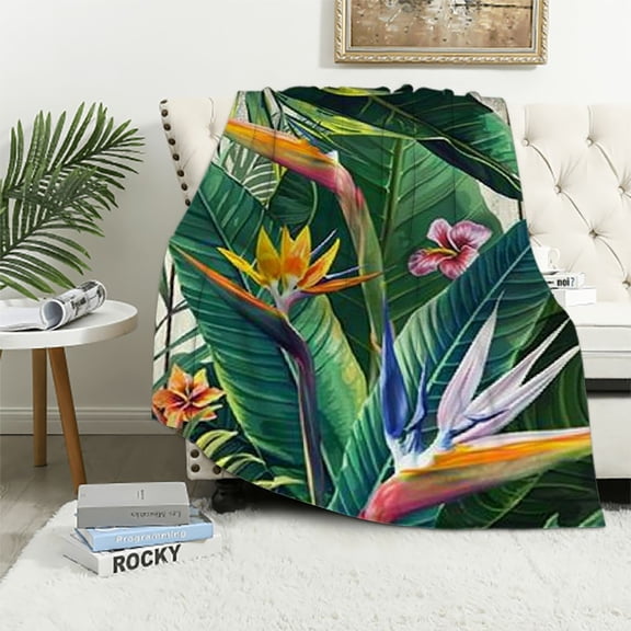 Pratyus Tropical Plants Throw Blankets Cozy Soft Fuzzy Plush Home Decor All Seasons Comfort Long-Lasting Blanket 40x50in