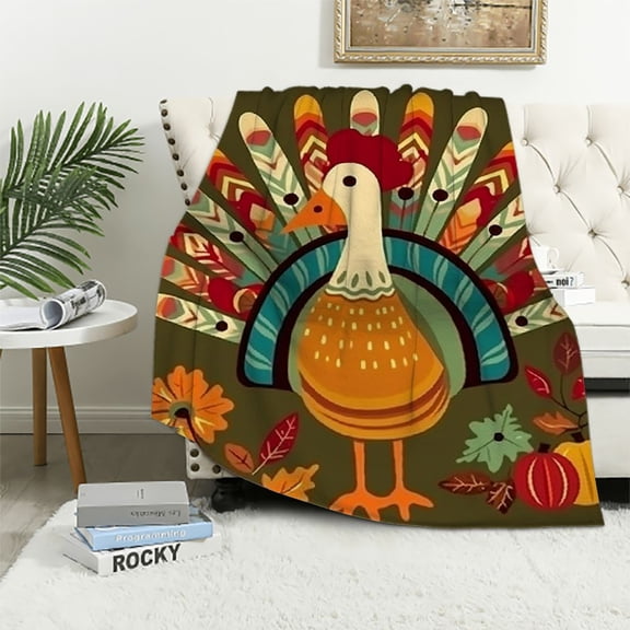 Pratyus Turkey Folk Art Flannel Throw Blanket for Bed Couch Chair Lightweight All Seasons Soft Plush Blanket 60x80in