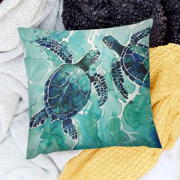 Pratyus Turtle Theme Home Decor Throw Pillows Cover for Home Sofa Couch, Set of 1, Linen Material 20x20in