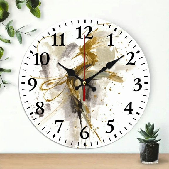 Pratyus Wall Clock Bird Glitters Abstract Print Wall Decor for Living Room 10 Inches Silent Battery Operated Decorative Clock 10x10in