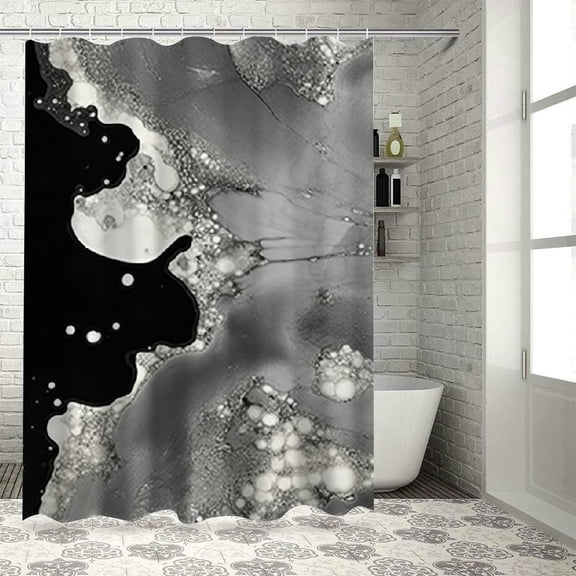 Pratyus Water Droplets Shower Curtain Set with Hooks, Kids Bathroom Decor, 100% Polyester Fiber, Washable, Waterproof Bath Curtain 60"x72