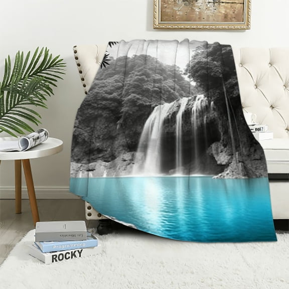Pratyus Waterfall Pool Swimming Print Blanket Soft Plush Blankets for All Seasons Excellent Hand Feel - Boys Girls Adults Gift 60x80in