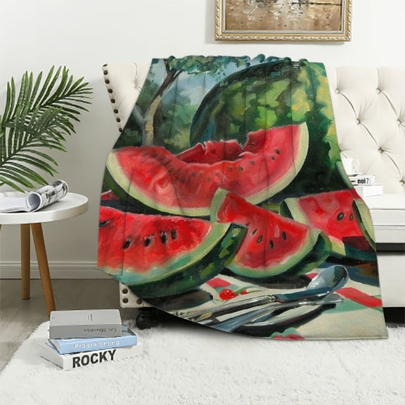 Pratyus Watermelon Slices Print Throw Blanket Flannel Hand/Machine Wash All Seasons Gifts 40x50in