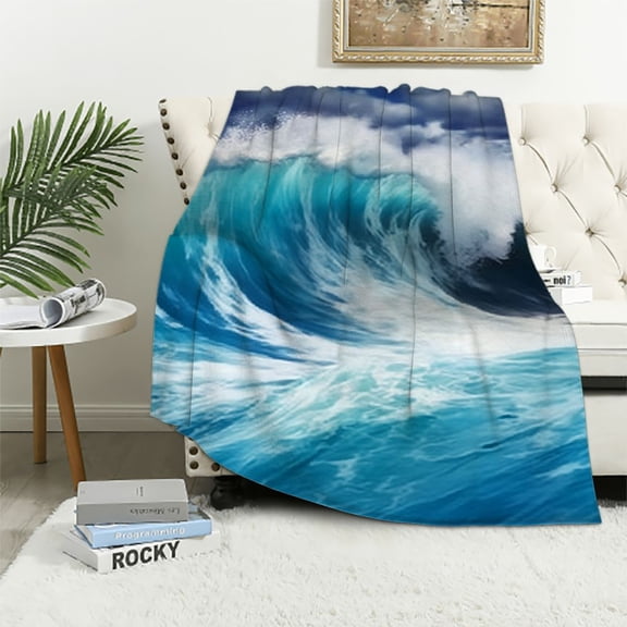 Pratyus Wave Ocean Sky Throw Blanket Soft Cozy Plush Lightweight Blanket for All Seasons, Perfect Gift Idea 40x50in