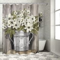 thumbnail image 1 of Pratyus White Flower White Vase Wooden Door Modern Waterproof Shower Curtain with Hooks Washable Chic Bathroom Decor 100% Polyester Fiber Country Cottage & Farmhouse Style 69x72, 1 of 7