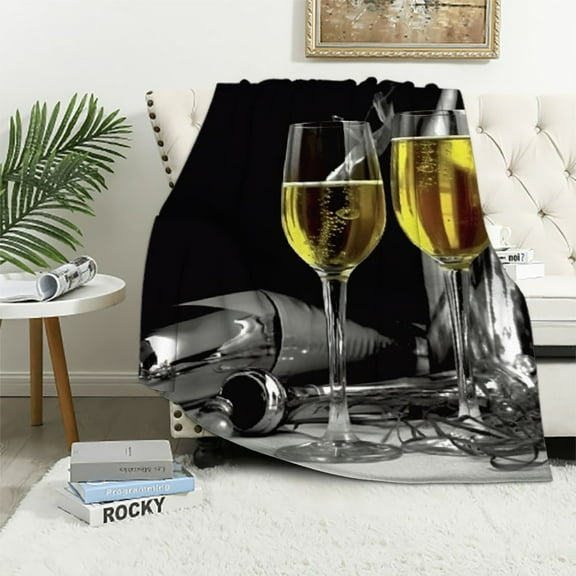 Pratyus Wine Bottle Soft Cozy Printed Blanket & Throw for Travel All Seasons Lightweight Plush Blanket 50x60in