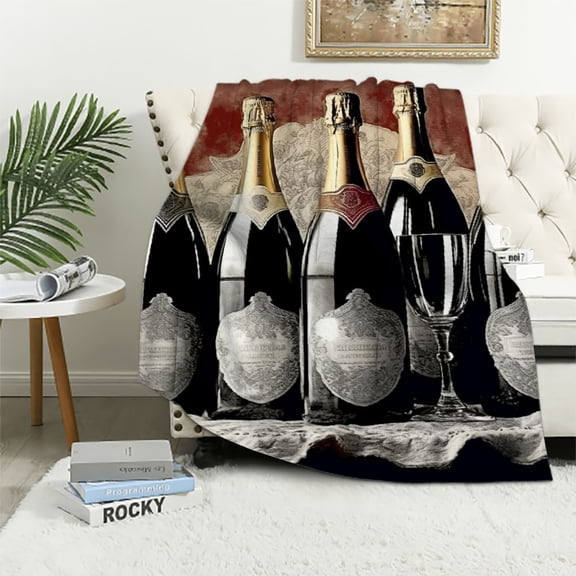 Pratyus Wine Bottles Soft Cozy Printed Blanket & Throw for Travel All Seasons Long-Lasting Blanket 50x60in