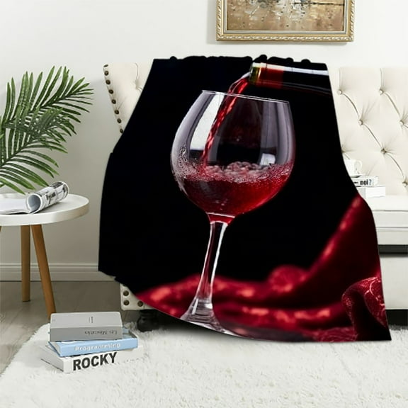 Pratyus Wine Glass Red Wine Bottle Soft Cozy Printed Blanket & Throw for All Seasons Use 50x60in