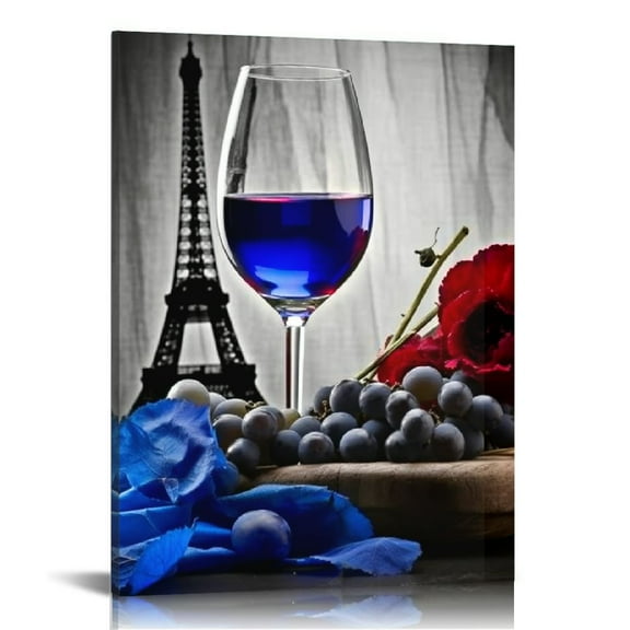 Pratyus Wine Grapes Still Life Canvas Wall Art Home Decoration for Bathroom Bedroom Office 12x16in
