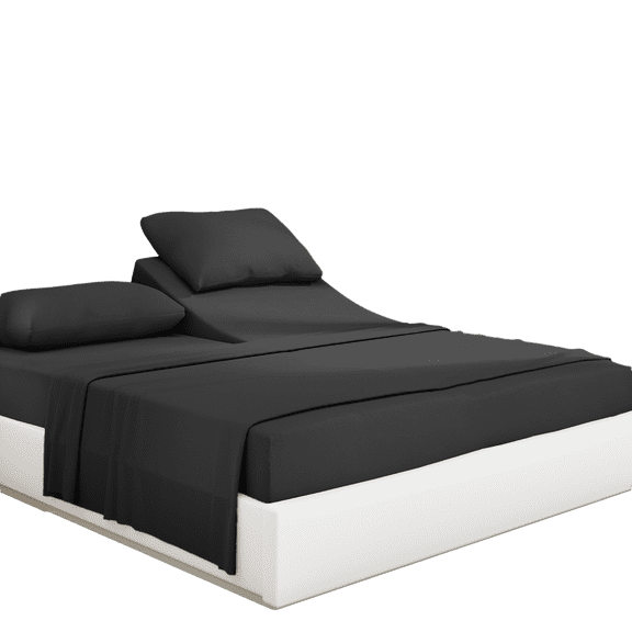 Pratyux 6-Piece Split Head Queen Sheet Set - 1000-Thread Count 100% Organic Cotton - Sheet Set - 19" Deep Pockets - 28" Split, Dark Grey Solid
