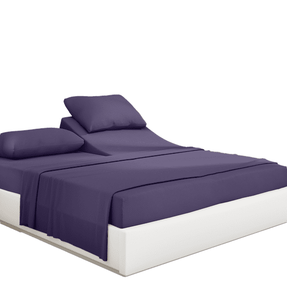 Pratyux 6-Piece Split Head Queen Sheet Set - 800-Thread Count 100% Organic Cotton - Sheet Set - 19" Deep Pockets - 28" Split, Plum Solid