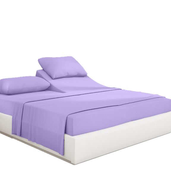 PRATYUX Split Head King Sheet Set - 700-Thread Count 100% Egyptian Cotton - 4-PC Set - 15" Deep Pockets - 39" Split, Lilac Solid