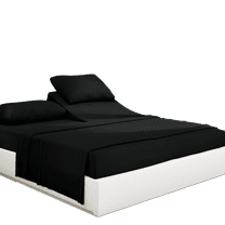 Pratyux Split Head Queen Sheet Set - 600-Thread Count 100% Egyptian Cotton - 4-PC Set - 10" Deep Pockets - 28" Split, Black Solid