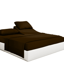Pratyux Split Head Queen Sheet Set - 600-Thread Count 100% Egyptian Cotton - 4-PC Set - 15" Deep Pockets - 28" Split, Chocolate Solid