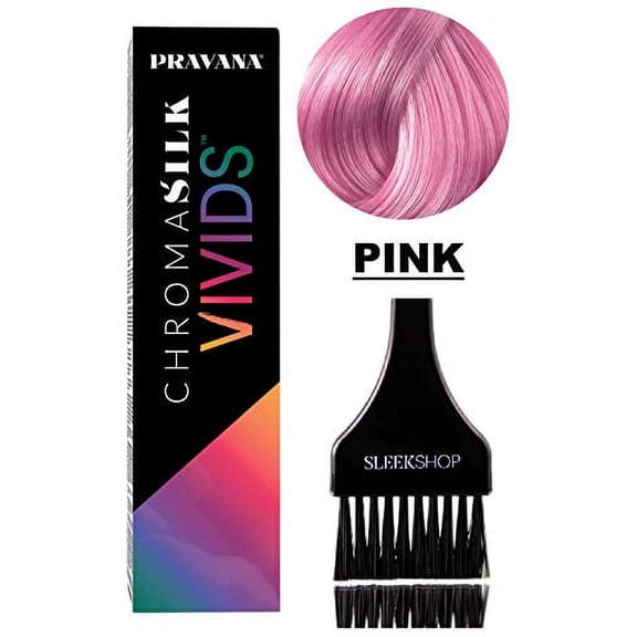Pravana ChromaSilk VIVIDS Hair Color Shades with Silk & Keratin Amino Acids Dye (with Sleek Brush) Haircolor (Pink)