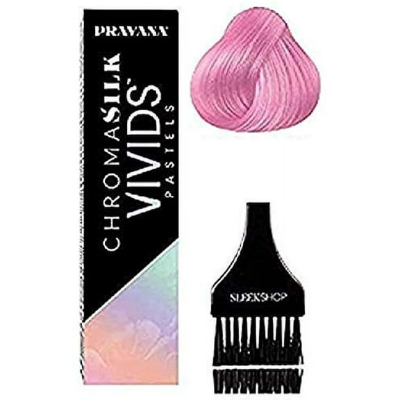 Pravana ChromaSilk VIVIDS PASTELS Hair Color Shades with Silk & Keratin Amino Acids Dye (with Sleek Brush) Haircolor Pastel (Pretty In Pink)