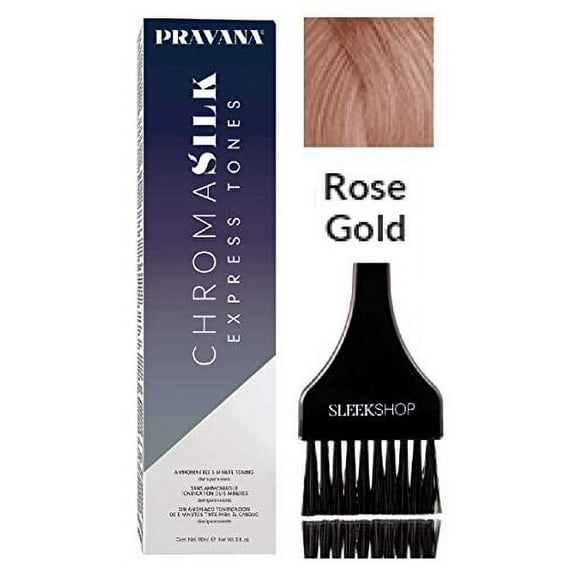 Pravana Chromasilk EXPRESS TONES Ammonia-Free 5 Minute Toning DEMI-PERMANENT Hair Color Dye (w/Sleek Tint Brush) Cream Haircolor Chroma Silk Quick Toning (ROSE GOLD)