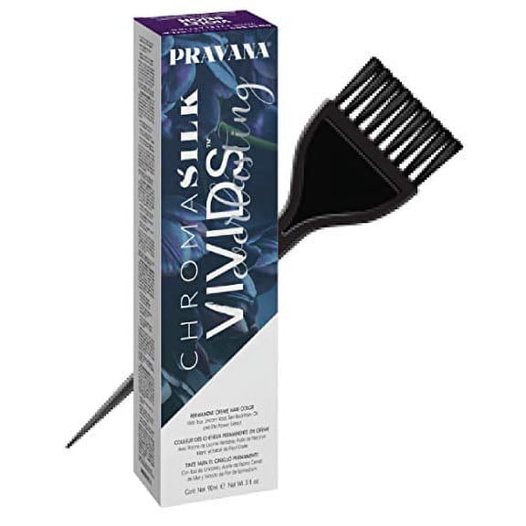 Pravana Chromasilk Vivids EVERLASTING Permanent Creme Hair Color Dye (w/Sleek Tint Brush) Cream Haircolor with True Unicorn Root, Sea Buckthorm Oil (Mystic Magenta)