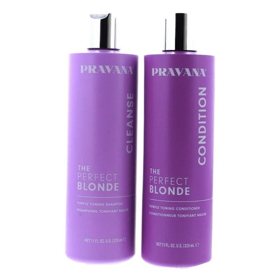 Pravana The Perfect Blonde Purple Toning Shampoo and Conditioner Set, 11 oz