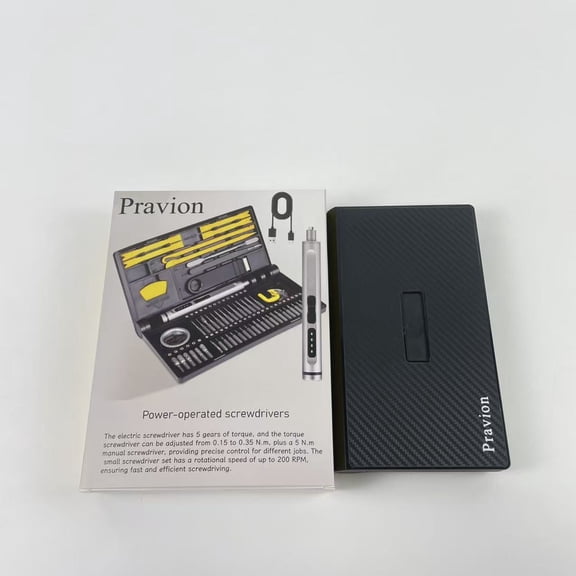 Pravion Power-operated screwdrivers,Mini Electric Screwdriver, 54 in 1 Precision Screwdriver Set 42 Magnetic Bits, 4 LED, 5 Torque Small Power Screwdriver -Grey