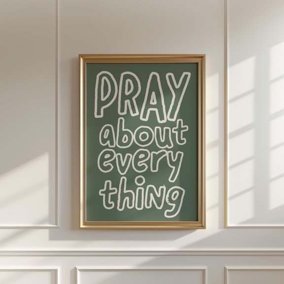 Pray About Everything Christian Quote Wall Decoration, Stretched Canvas 12x16in