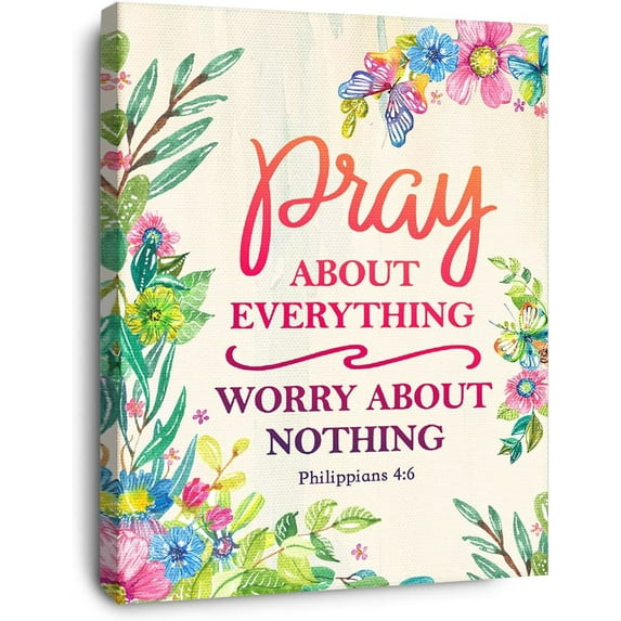 Pray About Everything Philippians 4:6 Canvas Wall Art,Bible Verses Wall Decor,Scripture Wall Art,Christian Wall Art