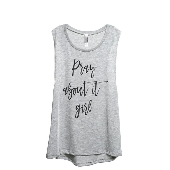 Pray About It Girl Women's Fashion Sleeveless Muscle Workout Yoga Tank Top Sport Grey Medium