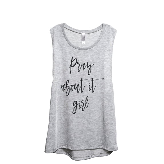 Pray About It Girl Women's Fashion Sleeveless Muscle Workout Yoga Tank Top Sport Grey Small