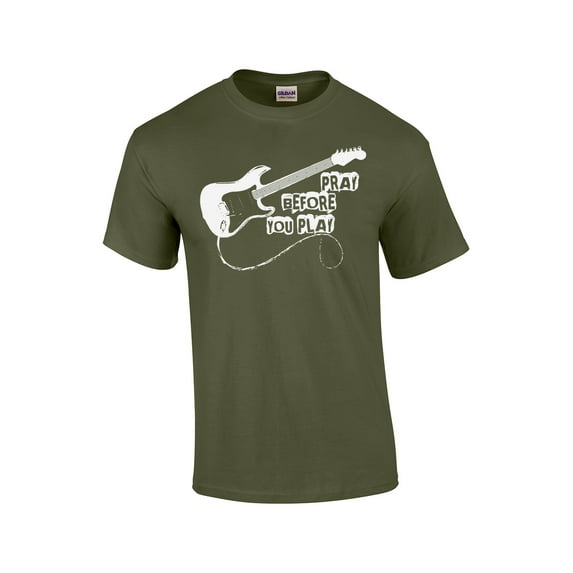 Pray Before You Play Christian Short Sleeve T-shirt-Military-XXXL
