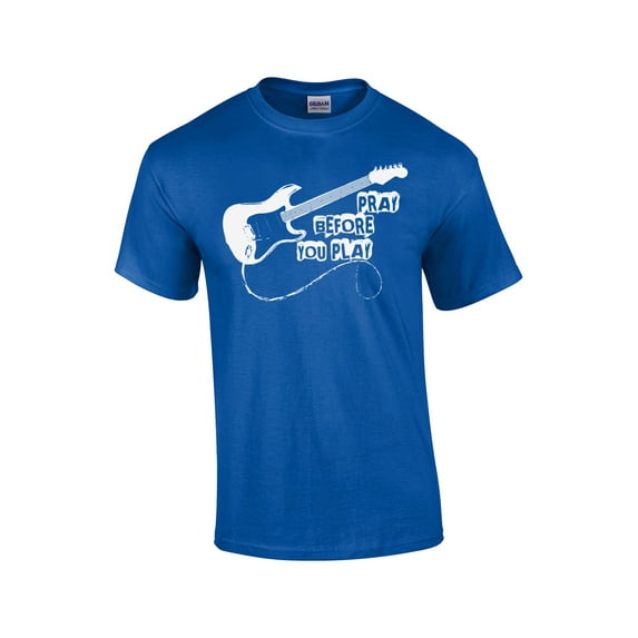 Pray Before You Play Christian Short Sleeve T-shirt-Royal-XXXL