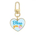 thumbnail image 1 of Pray Blessing Strawberry Latest Gold Heart Keychain Metal Keyring Holder, 1 of 3