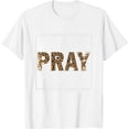 thumbnail image 1 of Pray Cheetah Print Bible Scripture Gifts for Christians Womens T-Shirt White Large, 1 of 5
