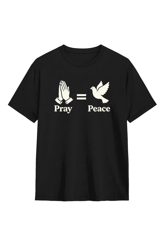 Pray Equals Peace Faith Quote Vintage Graphic Tee for Men and Women, Fun Gift Cotton Short Sleeves T-Shirt