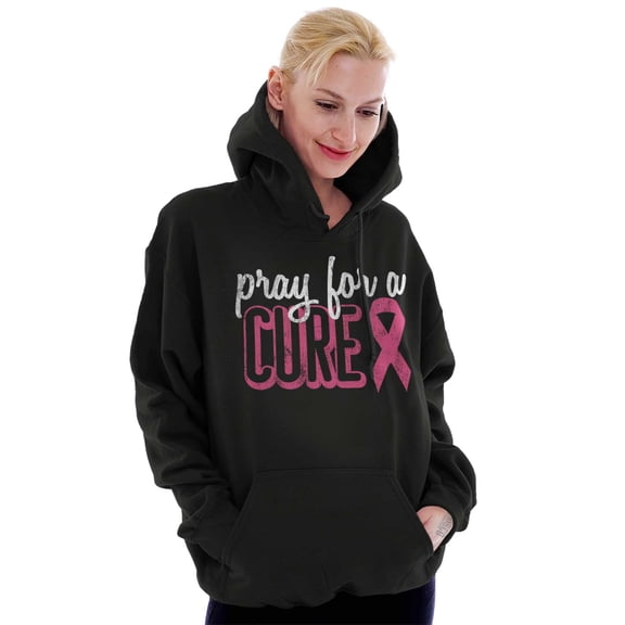 Pray For A Cure Breast Cancer Aware Hoodie Sweatshirt Women Brisco Brands L