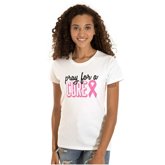 Pray For A Cure Breast Cancer Aware Womens Slim Fit Graphic Tee Brisco Brands S