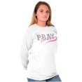 thumbnail image 1 of Pray For A Cure Breast Cancer Sport Women Plus Size Long Sleeve Graphic Tee Brisco Brands 3X, 1 of 5